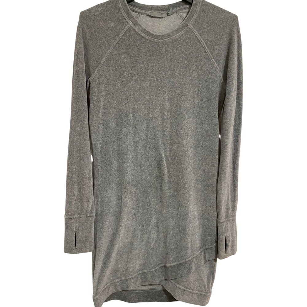 Athleta Sporty Sweatshirt Dress Womens XS Grey Raglan Sleeve Mini Crew Neck - Picture 2 of 7